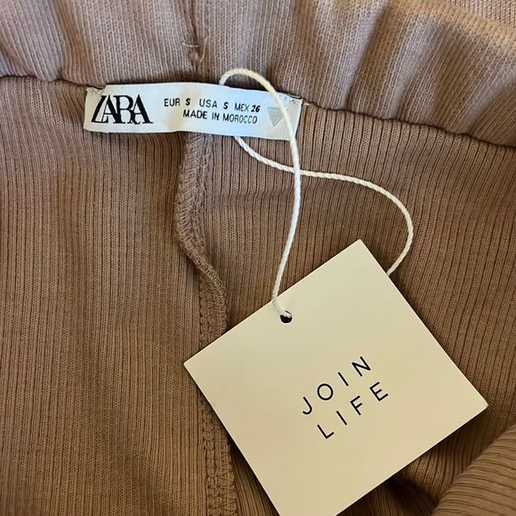 Zara Tan Ribbed Skort NWT Size S - Picture 6 of 9
